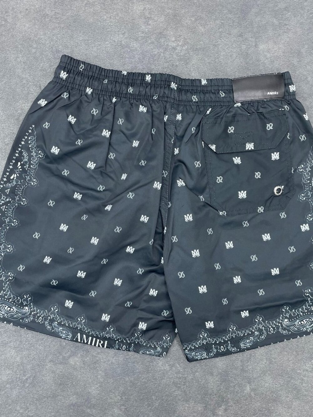 AMIRI Men’s Black Bandana Paisley Swim Shorts- Size Small